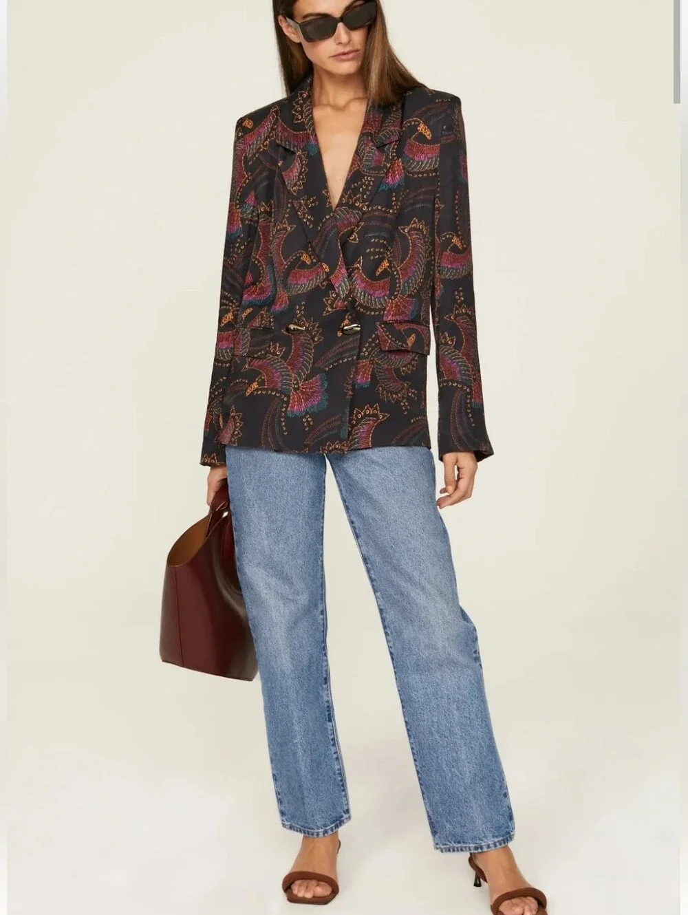 House of Harlow 1960 Black Paisley Printed Blazer - Picture 1 of 10